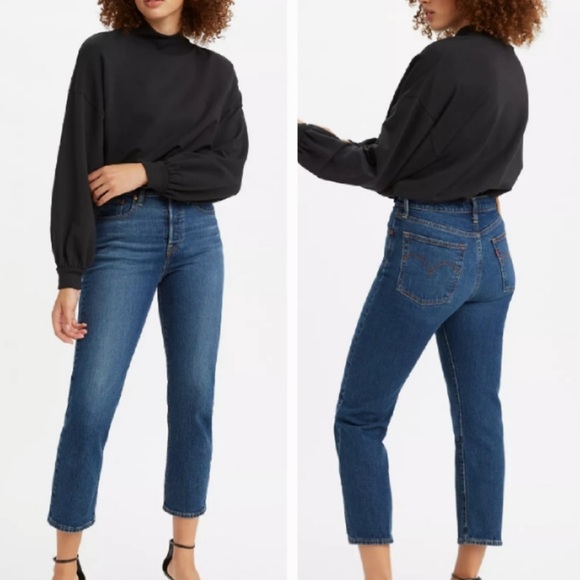Levi’s Premium Wedgie Straight Leg Button Fly Crop Jeans, Size 29, Blue - Picture 1 of 6